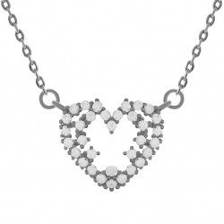 Collier Coeur en Argent 925 rhodié et Oxydes Zirconium