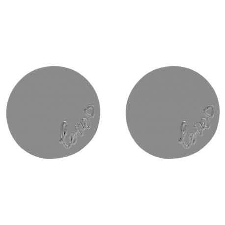 Boucles d'oreilles disque Love en Argent 925