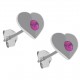 Boucles d'oreilles Coeur en Argent 925 et Cristal rose