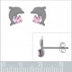 Boucles d'oreilles Dauphin en Argent 925 et Cristal rose