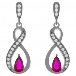 Boucles d'oreilles Infini en Argent 925 rhodié et Oxydes Zirconium