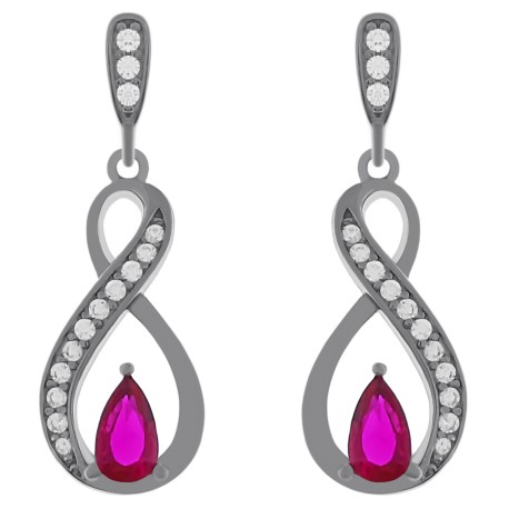 Boucles d'oreilles Infini en Argent 925 rhodié et Oxydes Zirconium