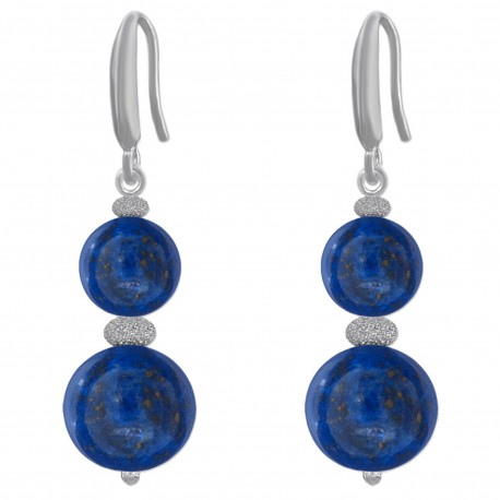 Boucles d'oreilles en Argent 925 rhodié et Lapis Lazuli