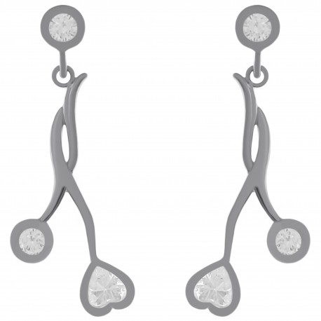 Boucles d'oreilles en Argent 925 rhodié et Oxydes Zirconium