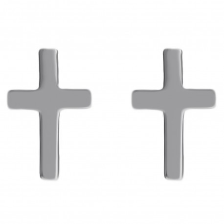 Boucles d'oreilles enfant Croix en Argent 925