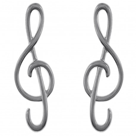 Boucles d'oreilles Clé de Sol en Argent 925 rhodié