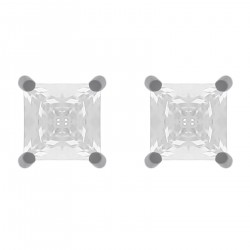 Boucles d'oreilles 4mm en Argent 925 rhodié et Oxyde Zirconium