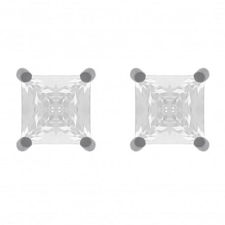 Boucles d'oreilles 4mm en Argent 925 rhodié et Oxyde Zirconium