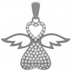 Pendentif Ange Coeur en Argent 925 rhodié et Oxydes zirconium