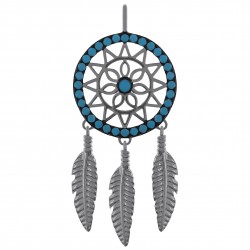 Pendentif Attrape-rêves en Argent 925 rhodié et Turquoise synthétique