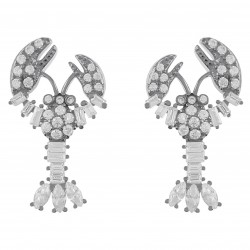 Boucles d'oreilles Homard en Argent 925 rhodié et Oxydes Zirconium