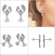 Boucles d'oreilles Homard en Argent 925 rhodié et Oxydes Zirconium