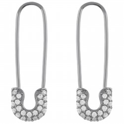 Boucles d'oreilles épingle à nourrice en Argent 925 rhodié et Oxydes Zirconium