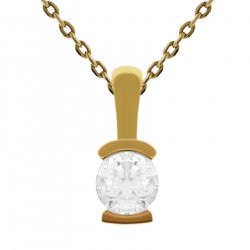 Collier solitaire Plaqué Or 18 carats et Oxyde Zirconium