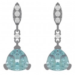 Boucles d'oreilles en Argent 925 rhodié, Topaze et Zirconium