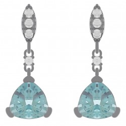 Boucles d'oreilles en Argent 925 rhodié, Topaze et Zirconium