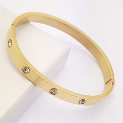Bracelet Oriana doré en Acier inoxydable et strass