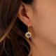 Boucles d'oreilles Istanbul en acier doré et pierre bleue