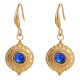 Boucles d'oreilles Istanbul en acier doré et pierre bleue