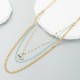 Collier multirang Utopia Œil en Acier inoxydable doré, perle et strass