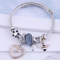 Bracelet Tabata charm's en Acier inoxydable argenté et strass