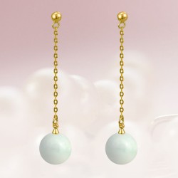 Boucles d'oreilles Aqua en acier inoxydable doré et Perle