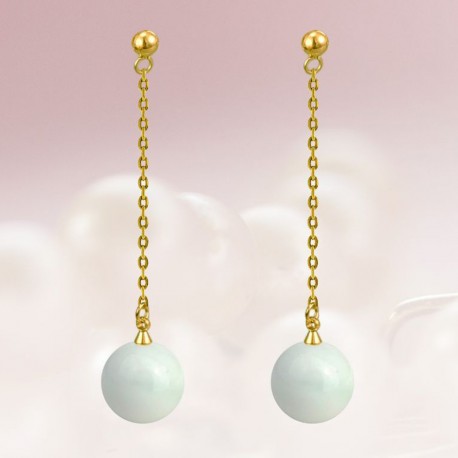 Boucles d'oreilles Aqua en acier inoxydable doré et Perle