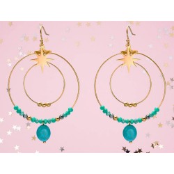 Boucles d'oreilles Laguna en Acier inoxydable doré et Turquoise