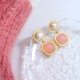 Boucles d'oreilles Glossy en acier inoxydable doré et résine rose