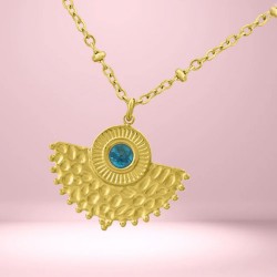 Collier Etania en Acier inoxydable doré et Apatite