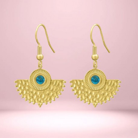 Boucles d'oreilles Etania en acier doré et Apatite