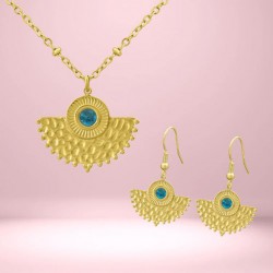 Parure Etania en Acier inoxydable doré et Apatite