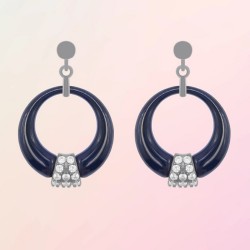 Boucles d'oreilles Eclipse en Argent, Céramique et Zirconium