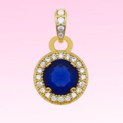 Pendentif Plaqué or 18 carats et Oxydes zirconium bleu et blancs