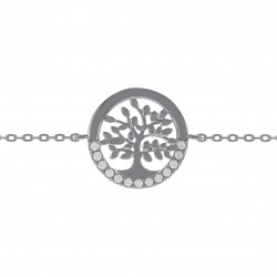 Bracelet Arbre de Vie en Argent 925 rhodié et Oxydes Zirconium