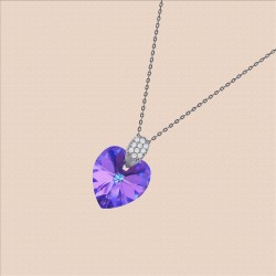 Collier Coeur en Argent rhodié, Cristal Swarovski® et Zirconium