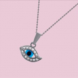 Collier Œil en Argent 925 rhodié et Oxydes Zirconium