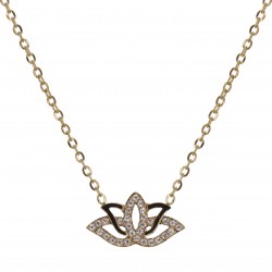 Collier Fleur de Lotus en Acier inoxydable doré et Zircones