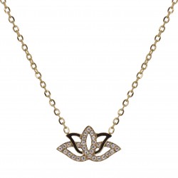 Collier Fleur de Lotus en Acier inoxydable doré et Zircones