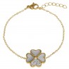 Bracelet Trèfle en Acier doré, Nacre et Zircones
