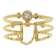 Bague réglable en Acier doré et Zircone