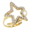Bague réglable étoile en Acier doré et Zircones