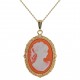 Pendentif camée orange grand modèle Plaqué Or et résine