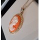 Pendentif camée orange grand modèle Plaqué Or et résine