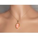 Collier camée orange grand modèle Plaqué Or et Résine