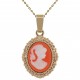 Pendentif camée orange petit modèle Plaqué Or et résine