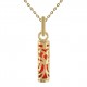 Pendentif Tiki Force petit modèle Plaqué Or et résine couleur corail