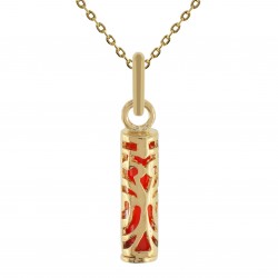 Collier Tiki Force petit modèle Plaqué Or et Résine corail