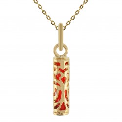 Collier Tiki Force petit modèle Plaqué Or et Résine corail