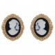 Boucles d'oreilles Camée noir et blanc Plaqué Or et Résine